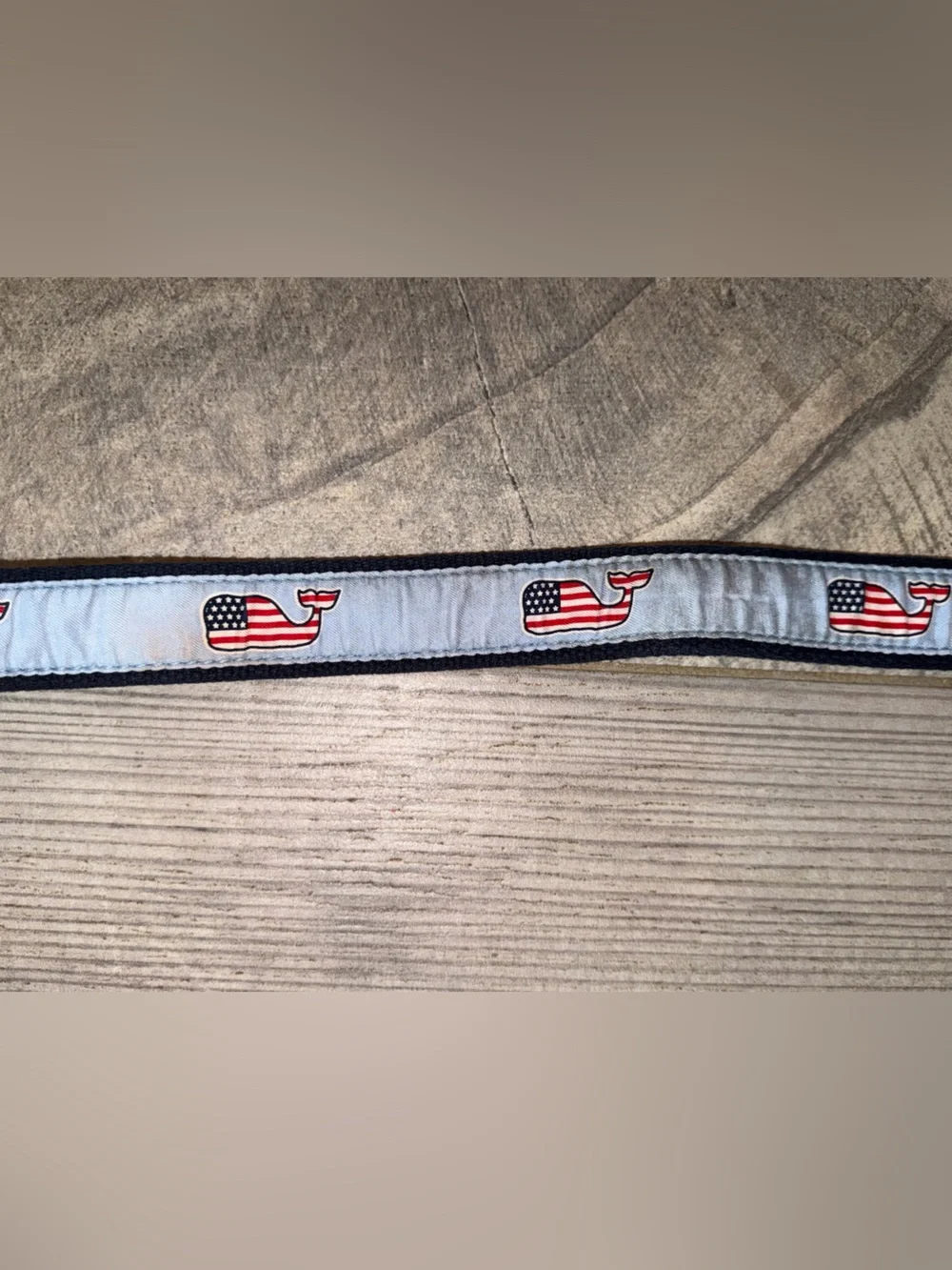 Vineyard Vones Boy American Flag Whale Canvas Club Belt Light Blue SZ 24